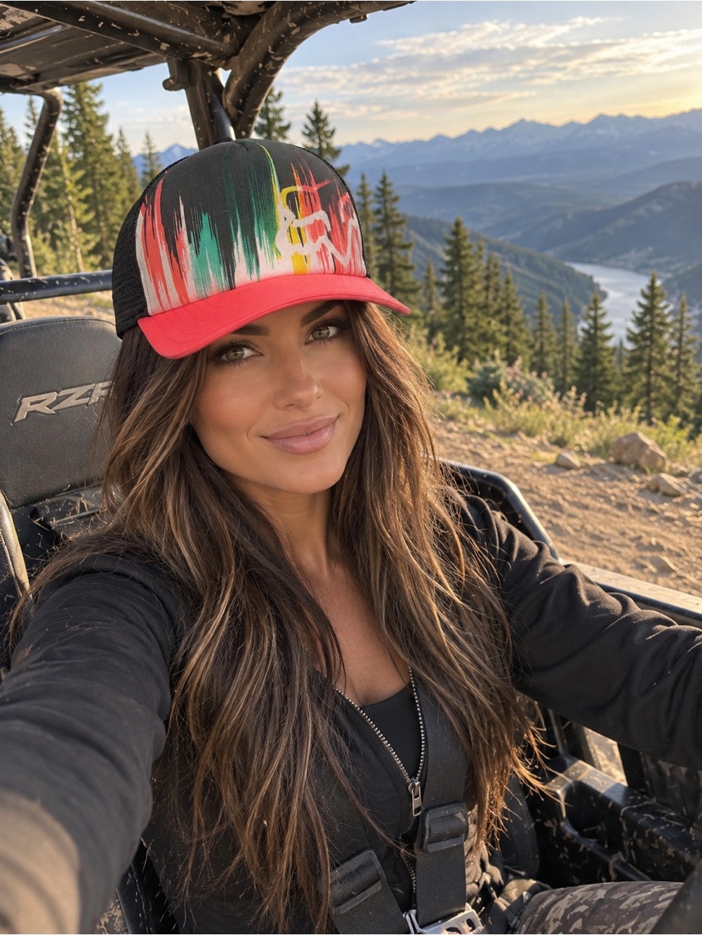 Fox Women's Red Multicolor Brushstroke Trucker Hat
